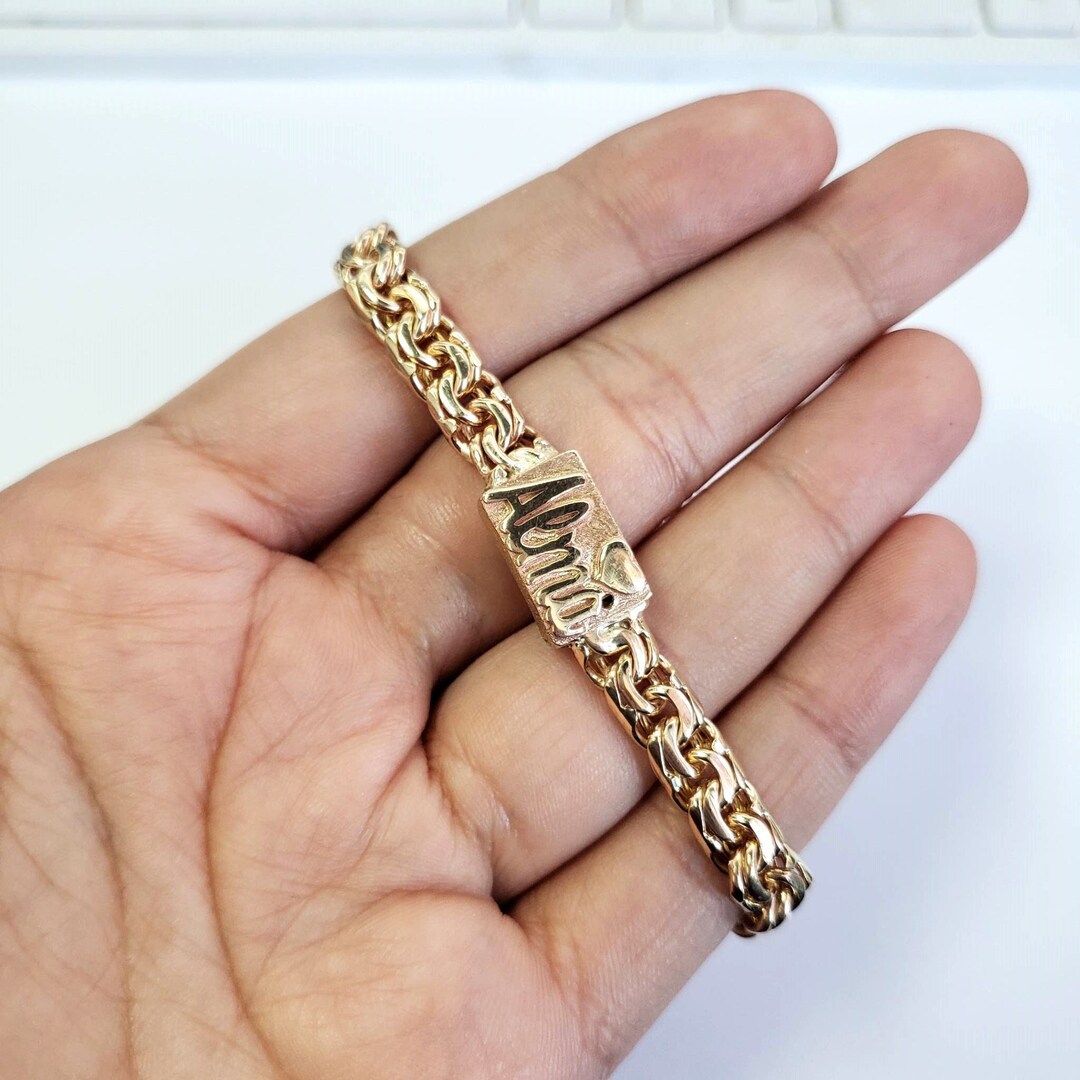 FREE Custom Name Design Solid Yellow Gold Tight Close Chino Link