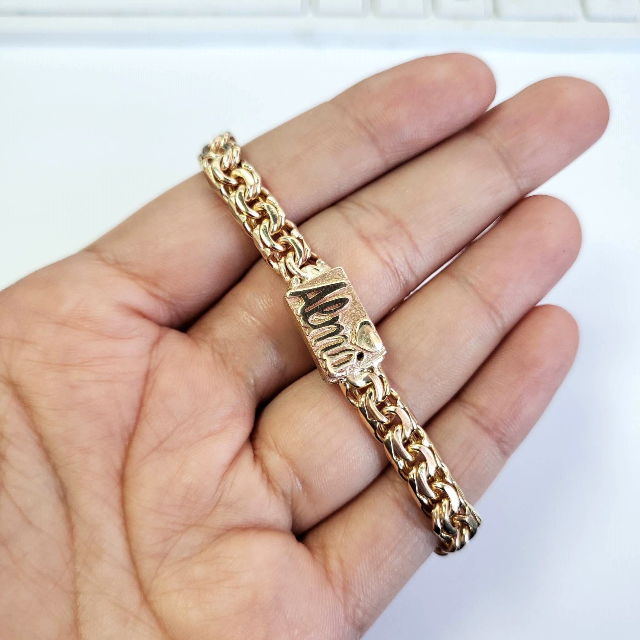 FREE Custom Name Design Solid Yellow Gold Tight Close Chino