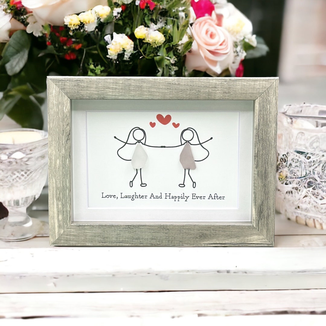 Sea Glass Art Wedding Gift Unique Aniversary Wife Partner Gift Cute