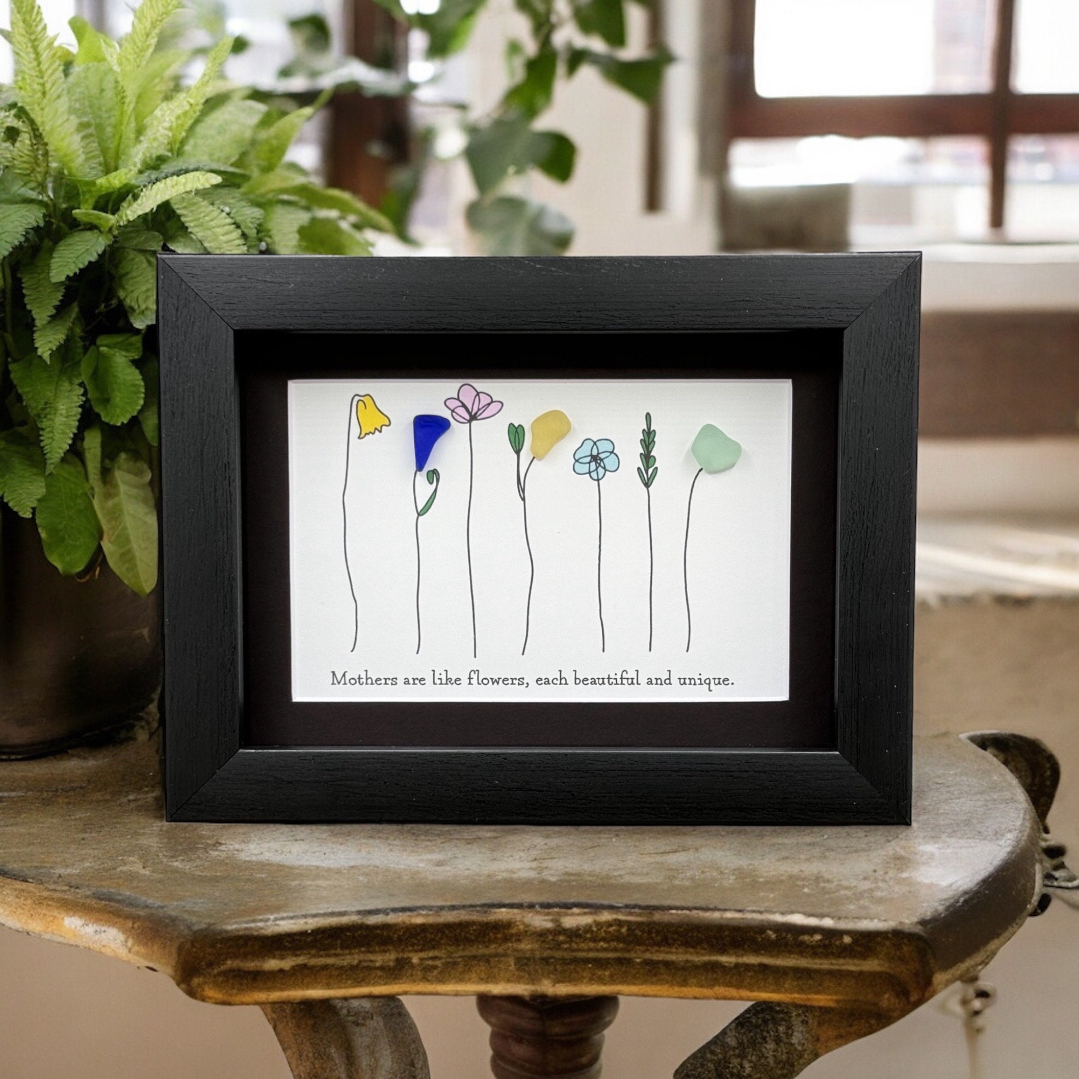 宝物♡Sea glass art Sea Glass Art Mother Gift| Unique Seaglass Present for