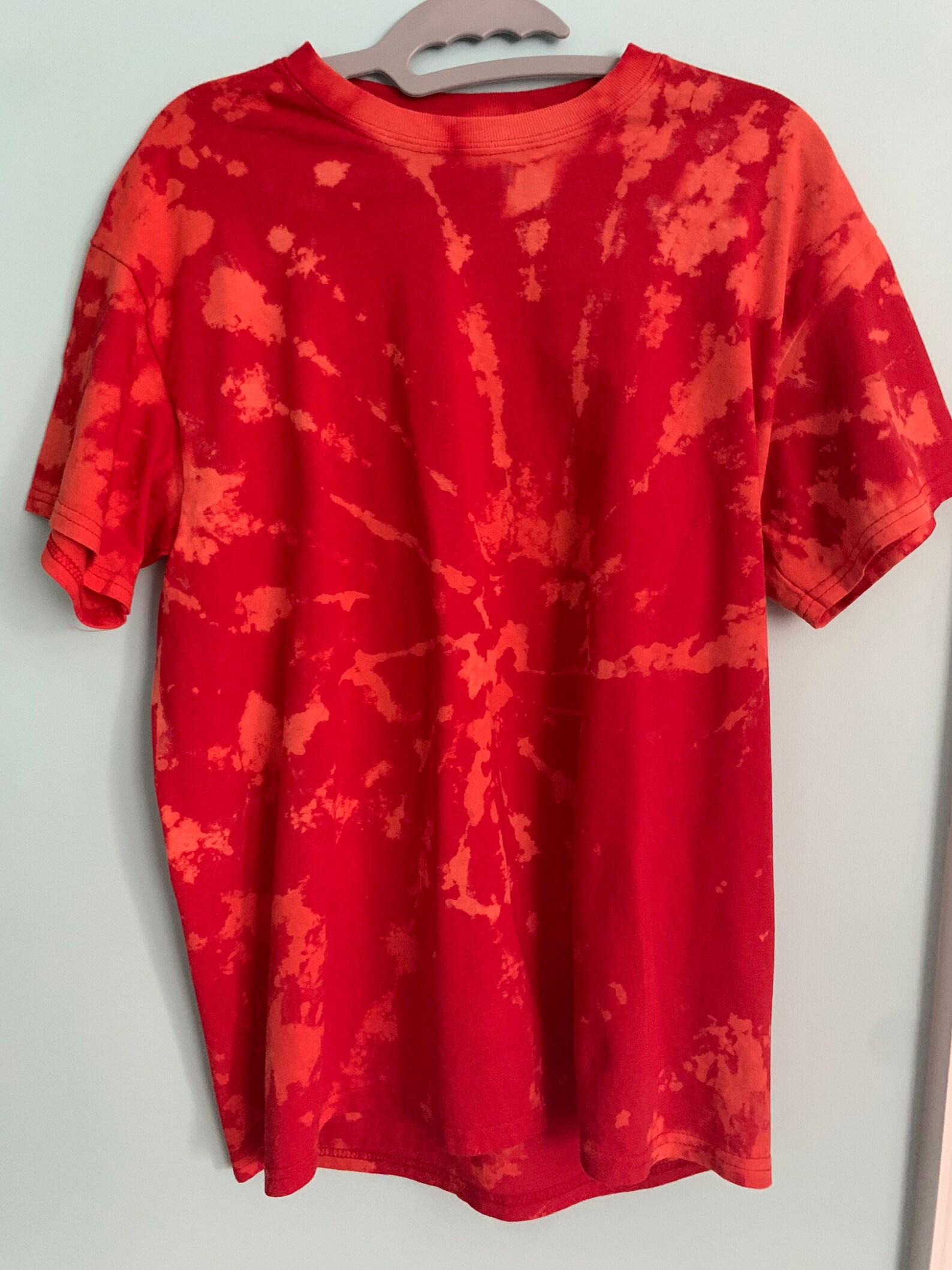 Red Bleach Dye Shirt size Medium Etsy