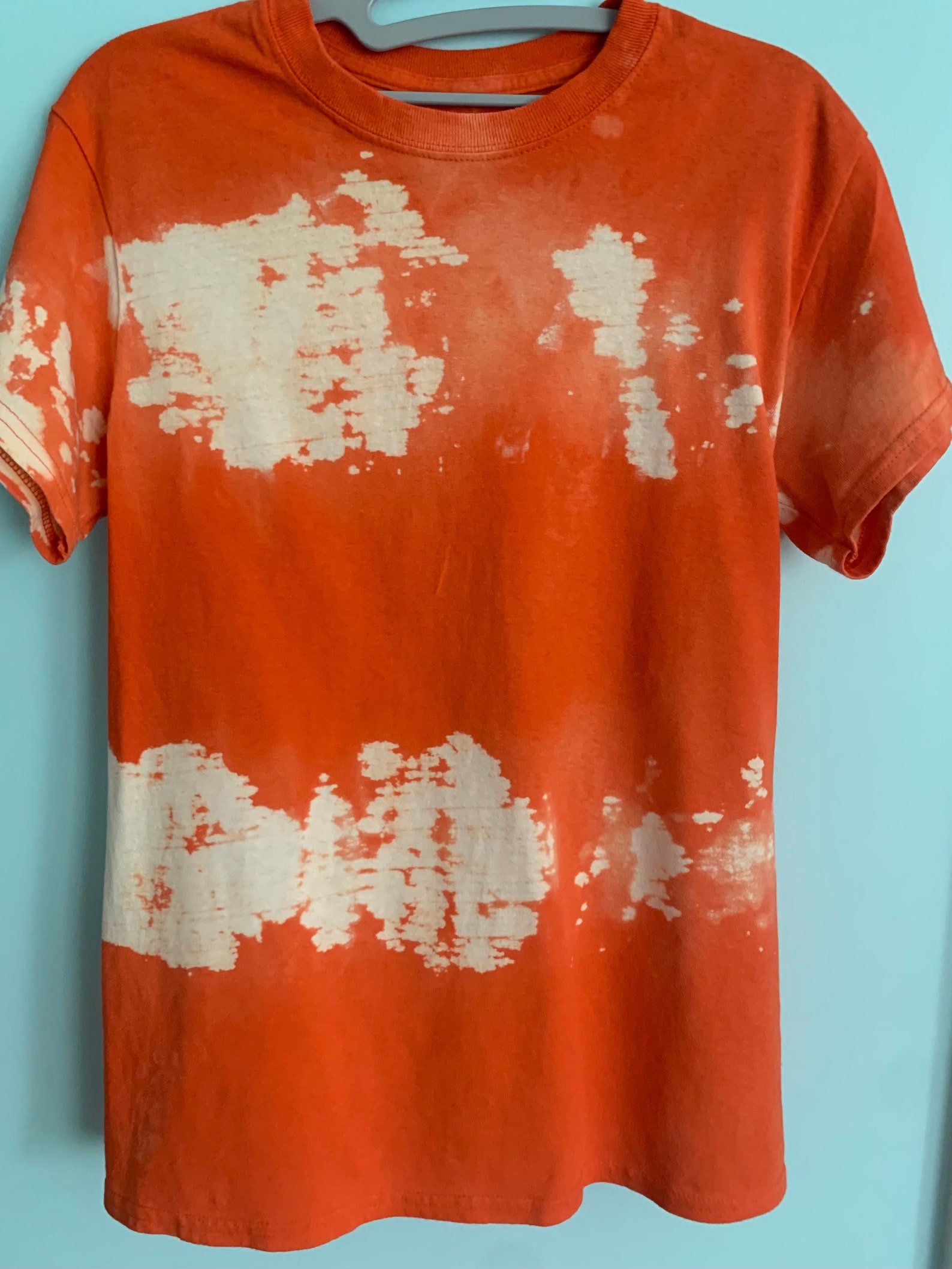 Orange Bleach Dye shirt size Small Etsy