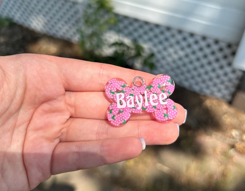 Raspberry Dog Tag Pink Fruity Pet ID Tag, Resin Dog ID Tag, Pet ID Tag, Resin Pet Tag ...