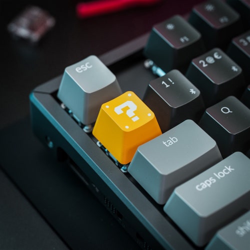 Keycap Mario Question Block Doubleshot Key Cap for Cherry MX Gateron Kailh Razer Switch Mechanical Keyboard R4 / R1 Top Row OEM Profile