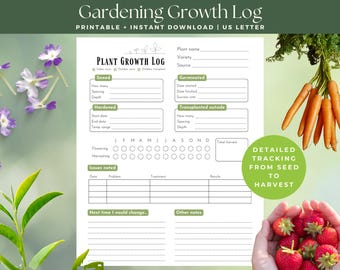 Plant Data Sheet, Garden Journal Page, Gardening Planner, Plant Growth Log, Vegetable & Herb Garden Printable, Garden Essentials, Garden Log