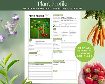 Plant Profile Printable, Garden Journal Pages, Garden Planner Inserts, Plant Care Card, Garden Essentials, Plant Journal, Plant Data Sheet