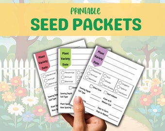 Seed Packets Gardening Printable, Seed Packet Info, Garden Essentials, Seed Packets Printable, Seed Packets Template, Seed Organizer