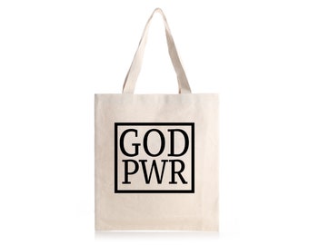 God Power Tote, Canvas Tote Bag, Gift for her, Shopping bag, reusable bag, cute tote bag, eco friendly bag, book bag, gift, book bag, beach