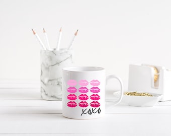 red and pink lips mug, gift mug, logo mug, custom mug, gift for a friend, bosses gift, gift for her or him, custom gift, personalized