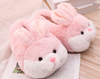 pink fluffy bunny slippers