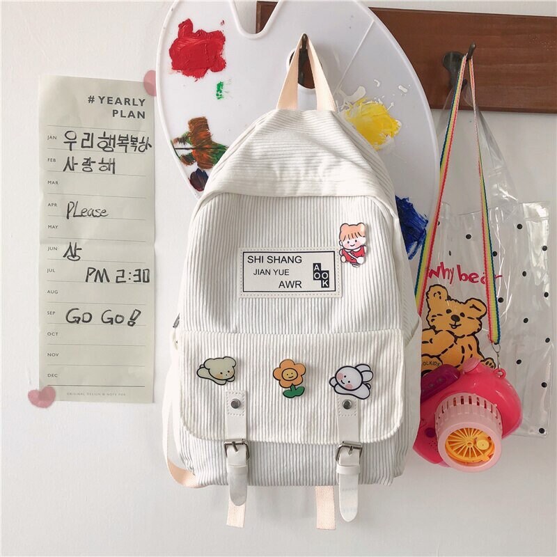 Korean Kawaii Backpack School Bag Women Book Cartoon Velvet Etsy