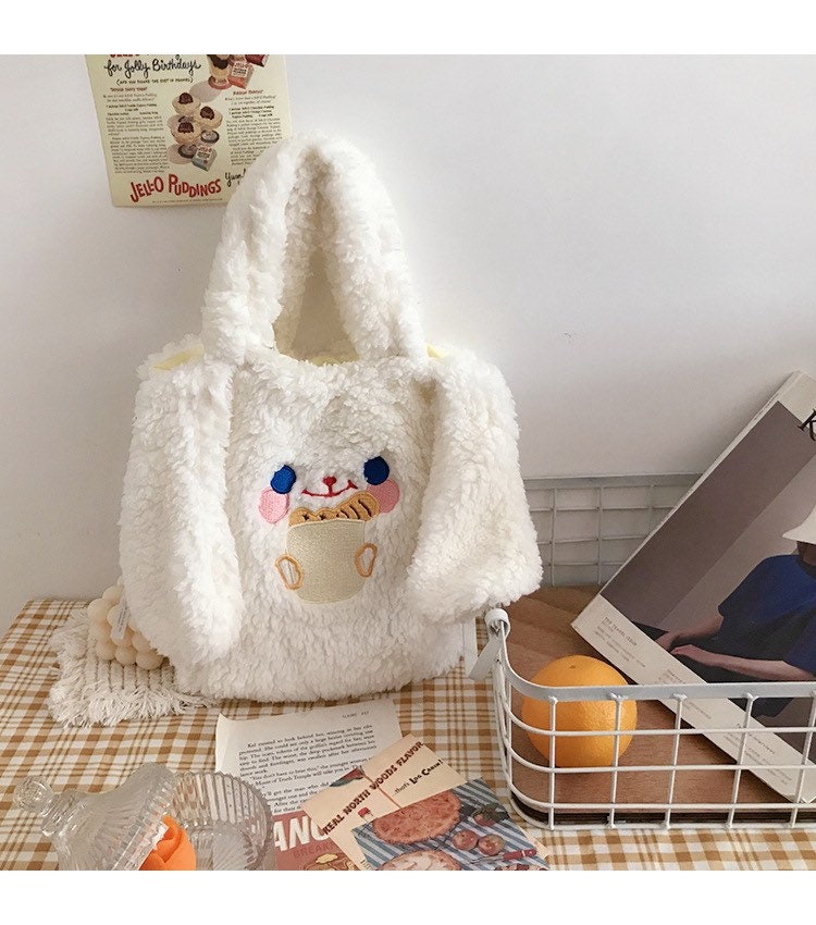 Kawaii Shoulder Bag Plush Bunny Big Ears Student Girls | Etsy