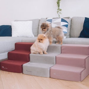 Dog Stairs for bed of furniture fabric Velour Dog Steps with Removable cover Dog stairs for couch image 1