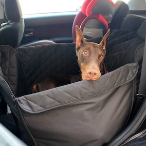 Black dog car seat cover on 1/2 rear seat Waterproof dog car hammock Dog travel bed Dog car protector for medium dogs image 5