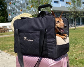 Sac de transport pour animaux de compagnie noir | Transporteur aérien étanche pour animaux de compagnie | Sac de transport élégant pour chiot | Porte-petit chien | Sac de transport pour chien | Sac de transport pour chat