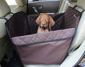 Waterproof Dog Car Hammock: Brown Half-Seat Cover, Door Protection