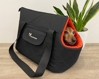 Portador de mascotas impermeable negro / Bolso de transporte para perros / Bolsa de transporte para perros / Elegante bolsa de transporte para perros