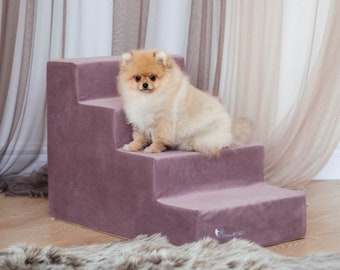 Dog stairs for bed on 4 steps | Dog steps for high bed | Foam dog steps for bed