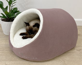 Powdery Pink indoor Pet house | Cozy Puppy house | Soft cat house | Small Pet house with faux fur | Pet cave bed