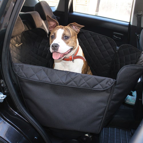 Black Waterproof Non Slip Padded Quilted Protector with Sea Dog Car Seat Cover 