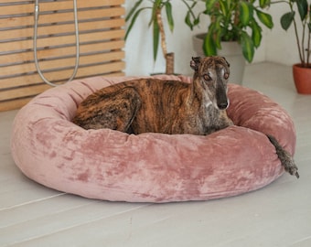 Pet bagel bed in soft warm plush | Small round dog bed with removable cover | Cozy donut dog bed | Pet cushions | Dog and Cat pillow