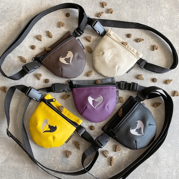 Waterproof Dog treat bag | Eco leather Dog training treat pouch | Dog treat bum bag | Puppy treat pouch | Waist dog treat holder