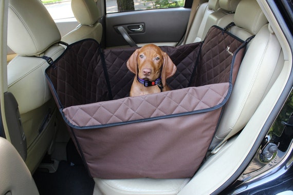 Funda de asiento de coche para perros marrón en 1/2 asiento