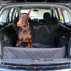 Black Dog car hammock for the trunk | Waterproof dog car mat with bumper protection | Dog blanket for car | Quilted Dog cover for car