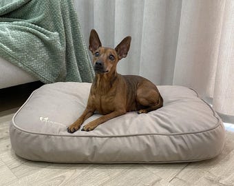 Beige pet Mattress with removable cover | Small & Large dog pillow in in furniture fabric | Warm cat pillow | Soft dog mattress
