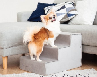 Foam dog steps for bed in furniture fabric | Dog stairs with removable cover | Pet steps for dogs  | Puppy stairs | Dog steps for sofa