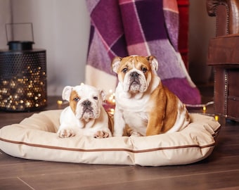 Beige Oxford Fabric Dog Bed | Washable, Durable, Removable Cover