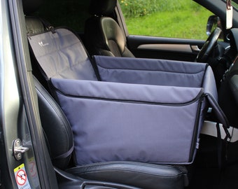 Gray Dog Car seat cover transformer | 1/3 rear seat dog hammock | Front seat dog cover | Seat protector for dogs