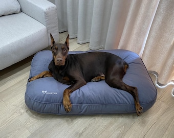 Gray pet Mattress with removable cover | Small & Large dog pillow in in furniture fabric | Warm cat pillow | Soft dog mattress