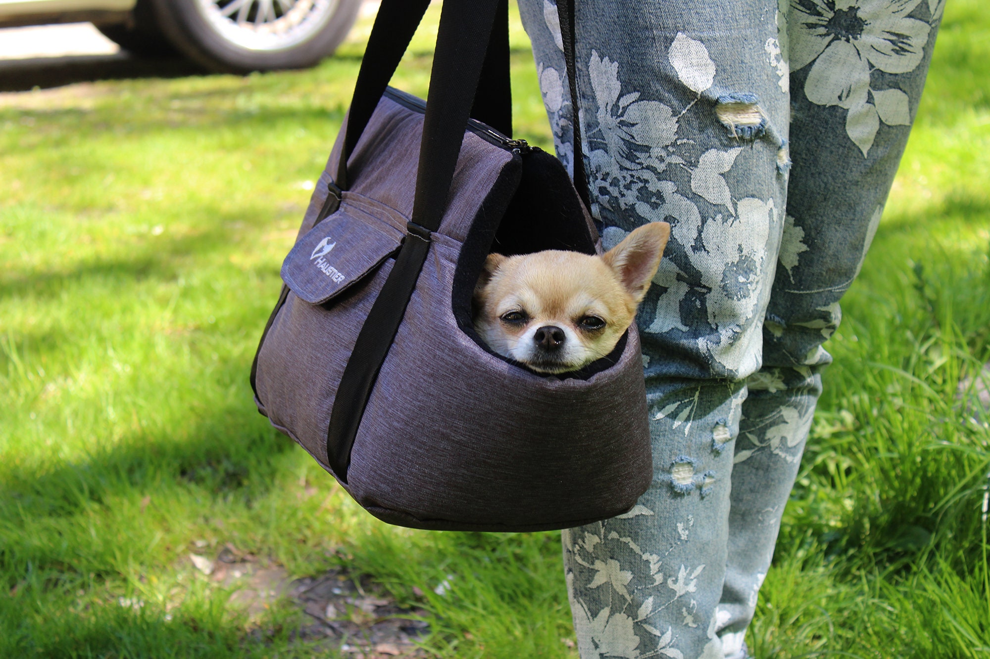 Gray Small Dog Carrier Dog Carry Handbag With Fleece Lining Etsy