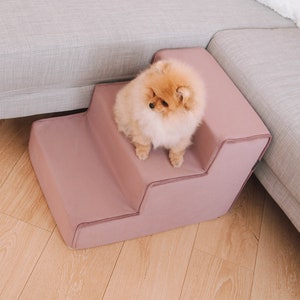 Dog Stairs for bed of furniture fabric Velour Dog Steps with Removable cover Dog stairs for couch image 6