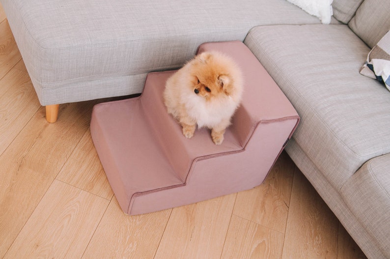 Dog Stairs for bed of furniture fabric Velour Dog Steps with Removable cover Dog stairs for couch image 6