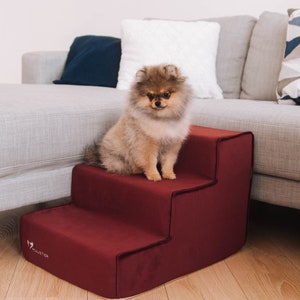 Dog Stairs for bed of furniture fabric Velour Dog Steps with Removable cover Dog stairs for couch image 3