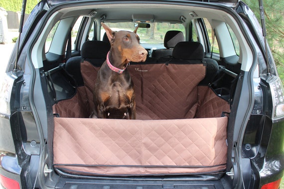 Hamaca para coche de perro marrón para el maletero/alfombrilla impermeable  para coche de perro con protección de parachoques/manta para perro para  coche/cubierta acolchada para perro para coche -  España