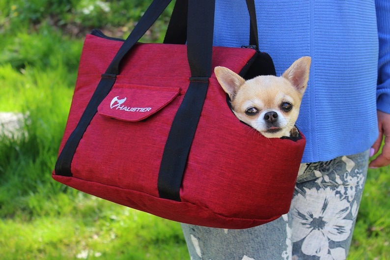 Waterproof Pet Carrier Red dog carry handbag Dog Carrying pouch Stylish Dog Carrier Bag image 1