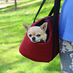 Waterproof Pet Carrier Red dog carry handbag Dog Carrying pouch Stylish Dog Carrier Bag image 3