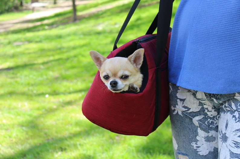 Waterproof Pet Carrier Red dog carry handbag Dog Carrying pouch Stylish Dog Carrier Bag image 3