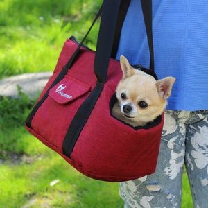 Waterproof Pet Carrier Red dog carry handbag Dog Carrying pouch Stylish Dog Carrier Bag image 2