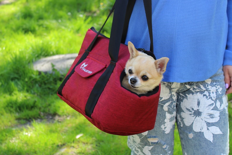 Waterproof Pet Carrier Red dog carry handbag Dog Carrying pouch Stylish Dog Carrier Bag image 2