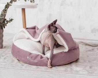 Cozy dog cave bed with removable cover | Soft cat cave bed | Fancy dog beds