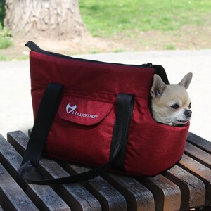 Waterproof Pet Carrier Red dog carry handbag Dog Carrying pouch Stylish Dog Carrier Bag image 4