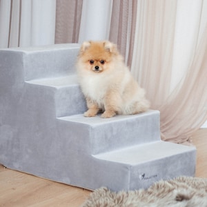 Velour Small Dog Steps | 4-Step Foam Pet Stairs