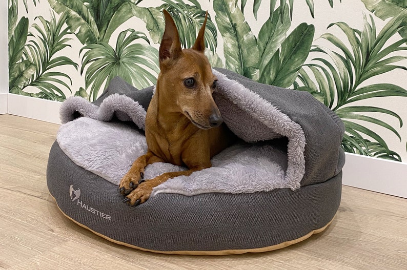 Warm Hooded dog bed Snuggle beds for cats and dogs Dog Cave Bed large & small image 1