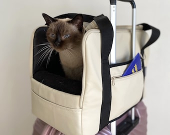 Trasportino per animali avorio in finta pelle / Elegante borsa da trasporto per cuccioli / Trasportino per cani di piccola taglia / Borsa per cani / Borsa per gatti