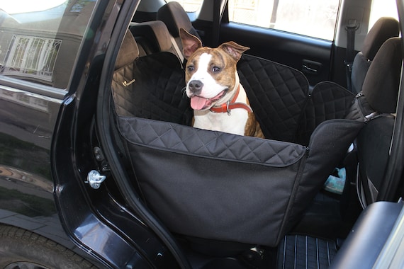 Housse de protection de siège arrière de voiture noire pour chien, housse  de siège de chien imperméable et résistante aux rayures avec 4 housses  latérales de sac et 2 ceintures de sécurité