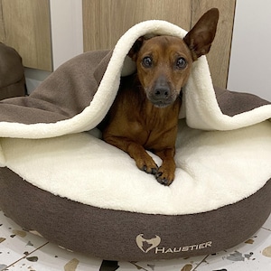 Warm Hooded dog bed in Brown color | Snuggle beds for cats and dogs | Dog Cave Bed large & small
